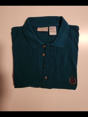 Vintage Bugle Boy Teal Green Polo with Embroidered Crest